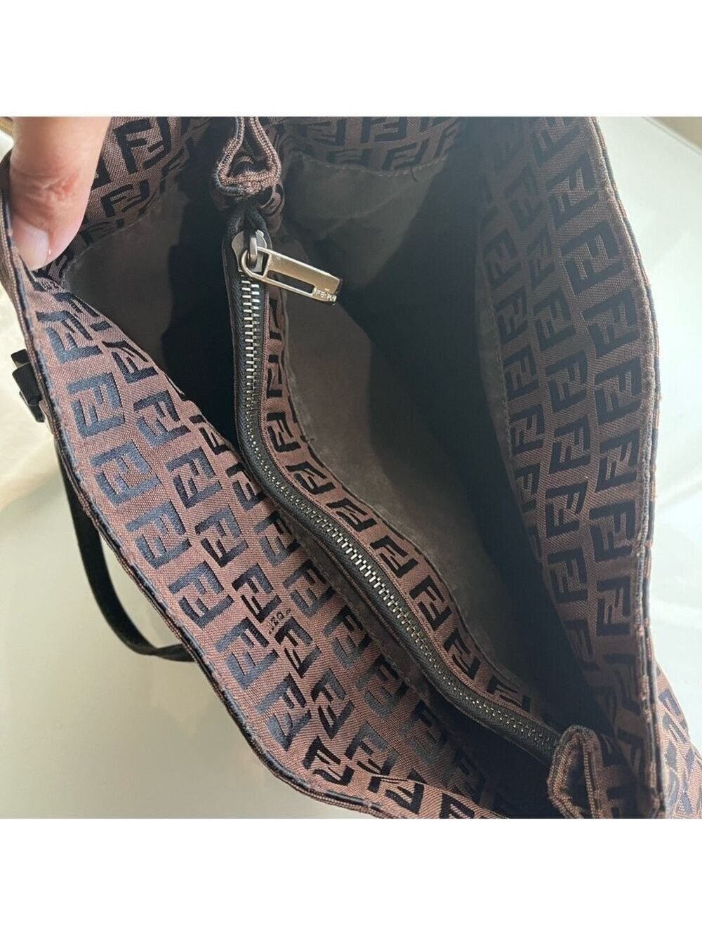 FENDI ZUCCHINO BROWN SMALL CANVAS TOTE BAG - Picture 9 of 12